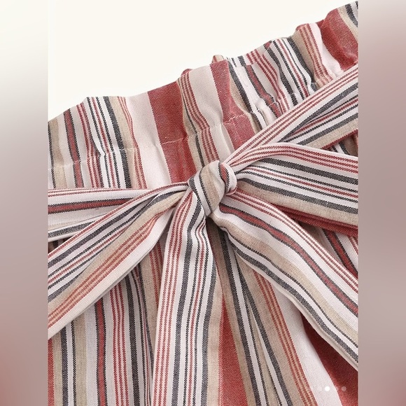 Boho Striped Tie Waist Shorts for Women - Perfect for Spring and Summer Fashion - Picture 2 of 6